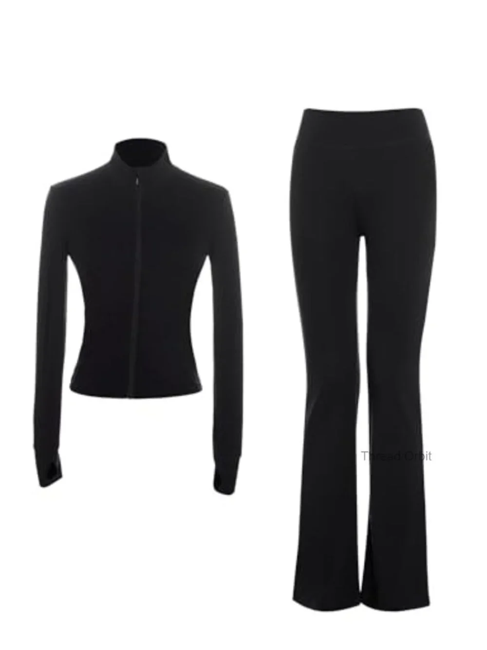 Girls 2-Piece Stand Collar Zip Jacket & Flare Pants Set
